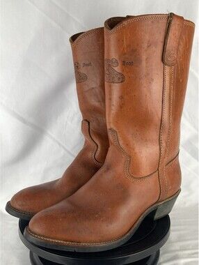 Mens 10 D Vintage The Snake Boot Leather Cowboy Boots Tan Brown Work Western USA